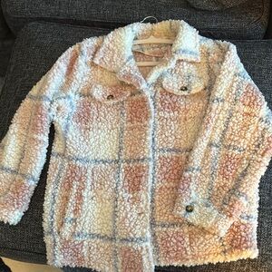 Cozy Pink and Cream Women’s  Sherpa Jacket